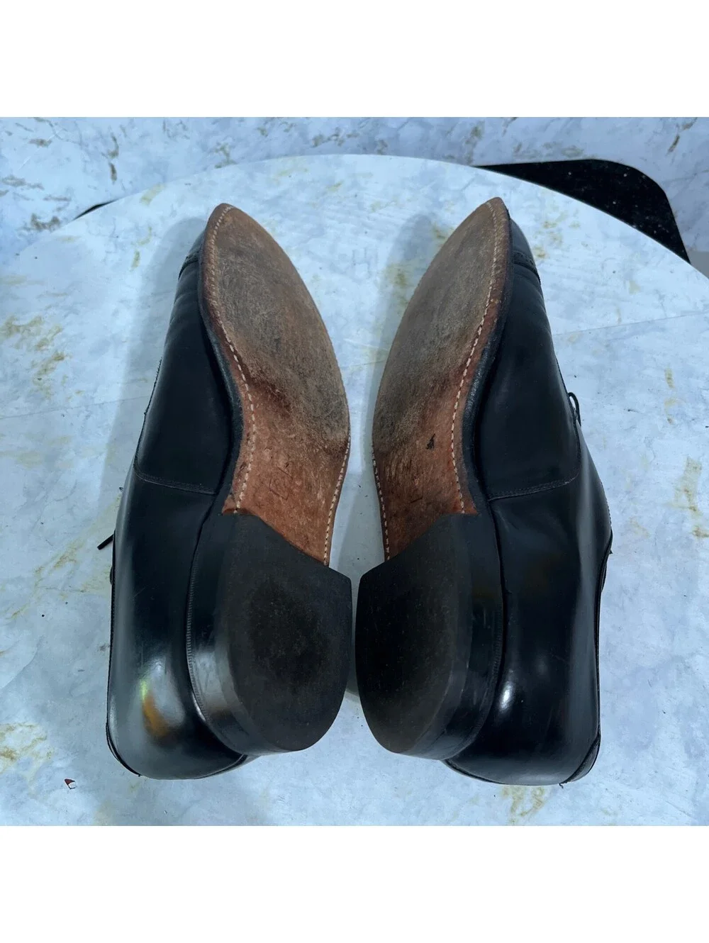 Johnston Murphy USA Men's Size 11 EEE Shoes Black Leather Brogue Cap Toe Oxfords